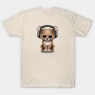 Cute Lion Cub Dj Wearing Headphones T-Shirt